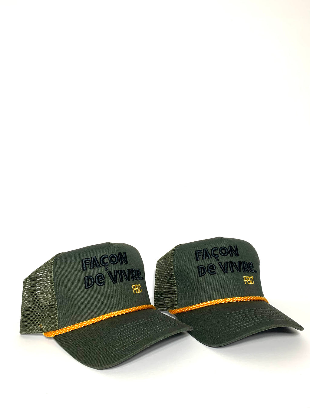 Olive/Gold Façon De Vivre. FB₵ • Trucker Hat